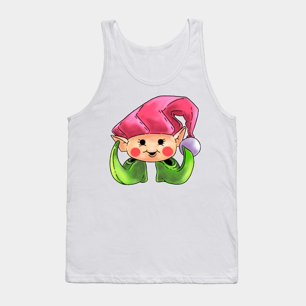 X-Mas Elf Lady Christmas Gem Biscuit Tank Top by Hojyn